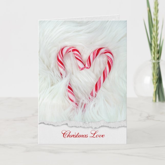 Christmas candy heart in fur card (Front)