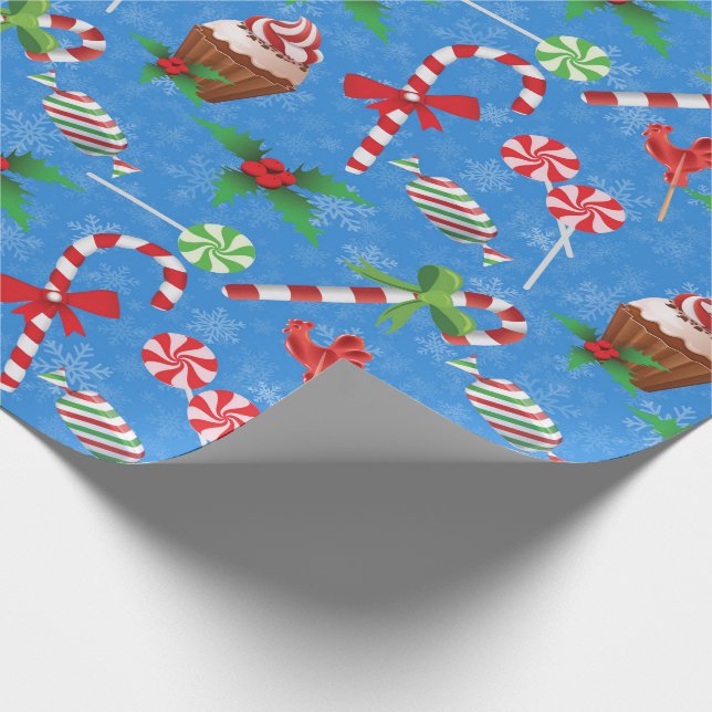 Christmas Candy, lollipop and cake Wrapping Paper (Corner)
