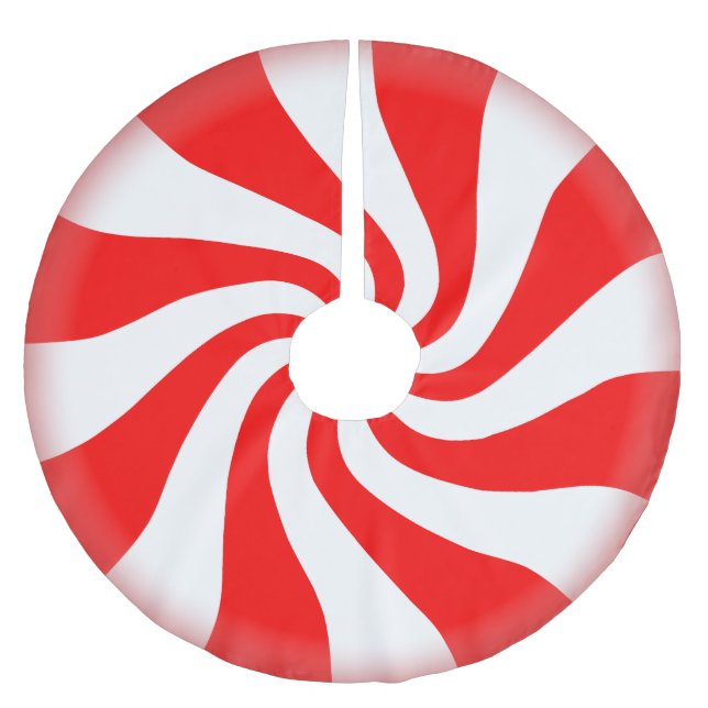 Christmas Candy Peppermint Brushed Polyester Tree Skirt (Front)