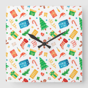 Christmas candy peppermint candys candies xmas can square wall clock