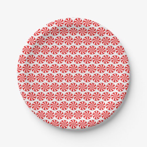 Christmas  Candy Peppermint Pattern Paper Plates