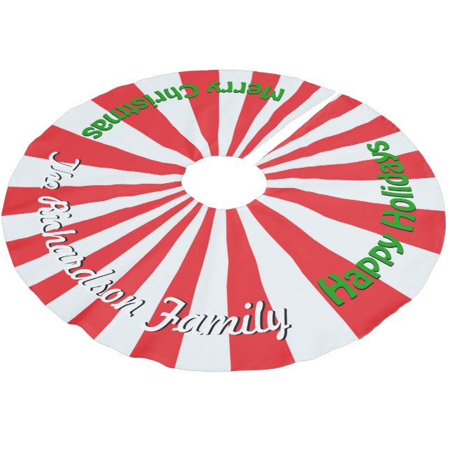 Christmas Candy PERSONALIZE FAMILY NAME Tree Skirt (Angled)