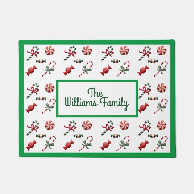 Christmas Candy Personalized Doormat (Front)