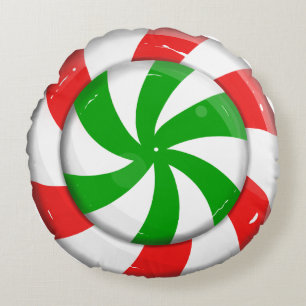Christmas Candy Round Pillow