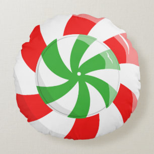 Christmas Candy Round Pillow