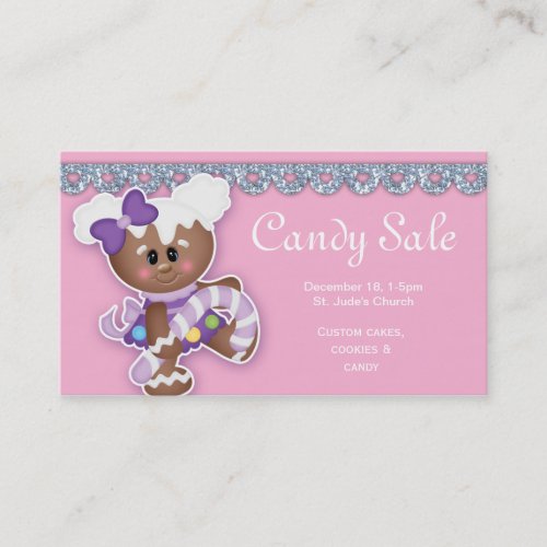 Christmas Candy Sale Business Card Gingerbread