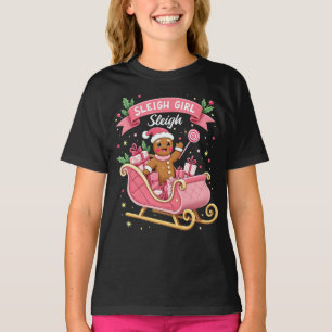 Christmas Candy Sleigh Girl Gingerbread Holiday T-Shirt