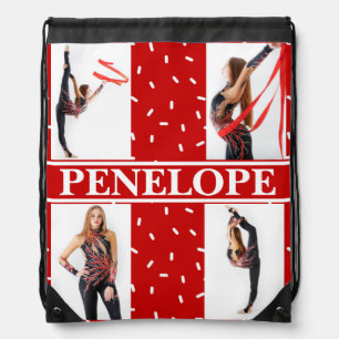 Christmas Candy Sprinkle 4 Photo Collage Drawstring Bag