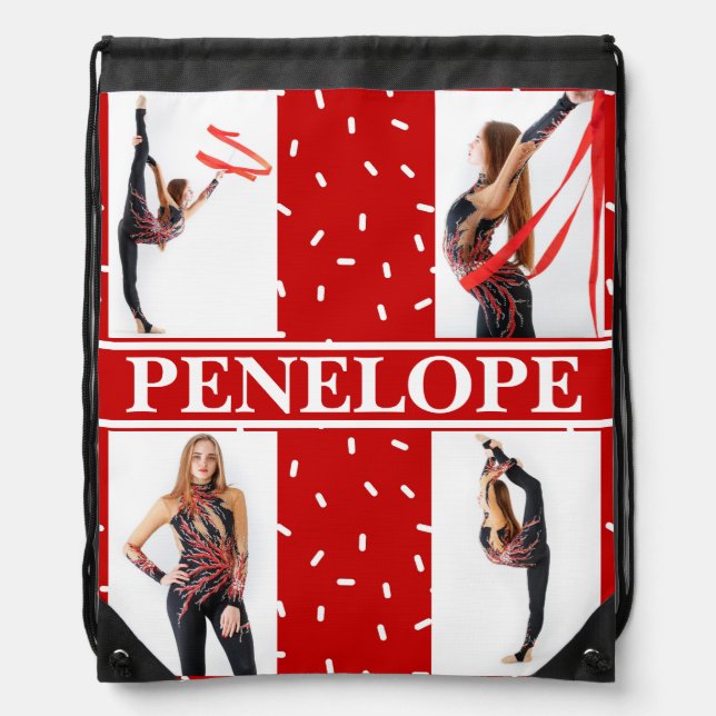 Christmas Candy Sprinkle 4 Photo Collage Drawstring Bag (Front)