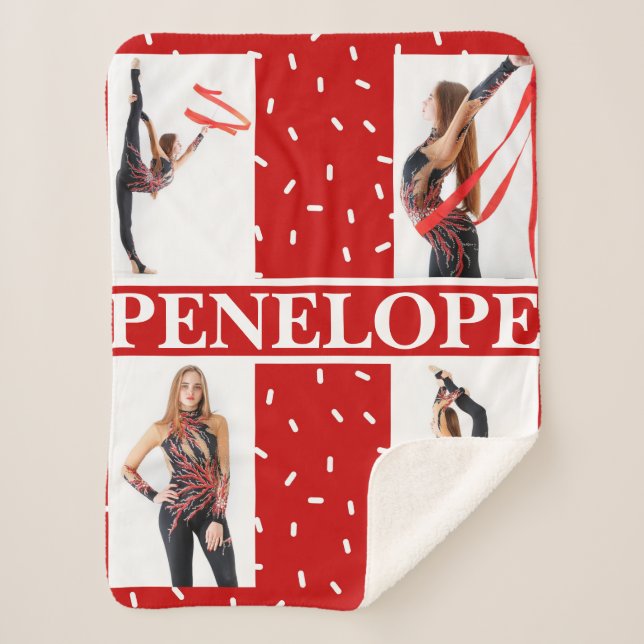 Christmas Candy Sprinkle 4 Photo Collage Sherpa Blanket (Front)