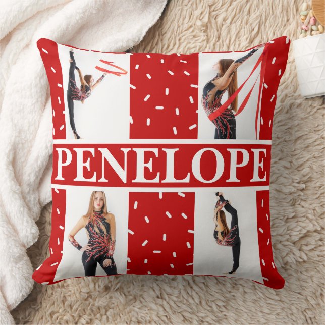 Christmas Candy Sprinkle 4 Photo Collage Throw Pillow (Blanket)