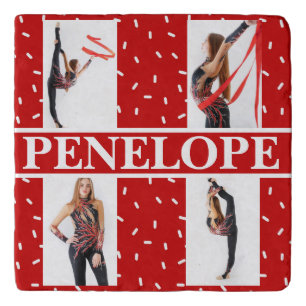 Christmas Candy Sprinkle 4 Photo Collage Trivet