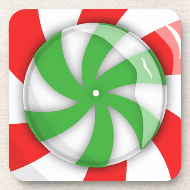 Christmas Candy Square Beverage Coaster (Front)