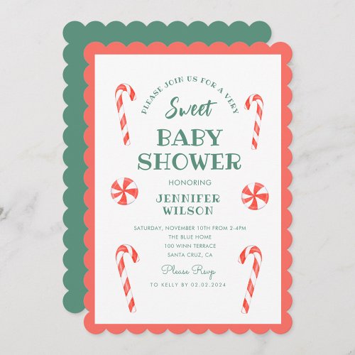 Christmas Candy Sweet Baby Baby Shower  Invitation
