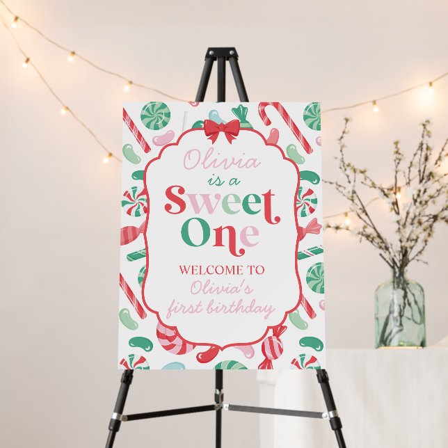 Christmas Candy Sweet One First Birthday Foam Board (In Situ (Stand))