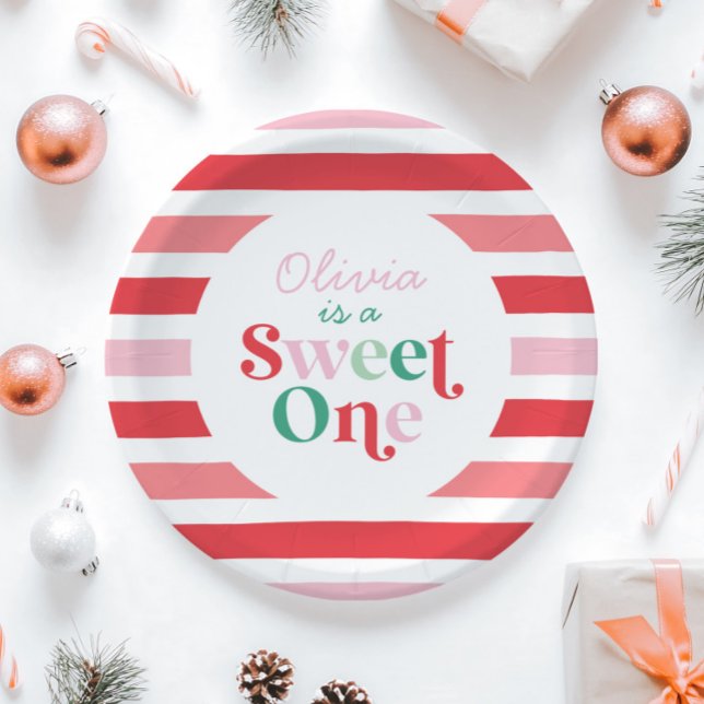 Christmas Candy Sweet One First Birthday Paper Plates (Creator Uploaded)