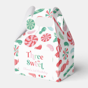 Christmas Candy Three is Sweet 3rd Birthday Favor Boxes