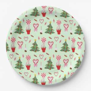 Christmas Candy Trees Pattern Paper Plates