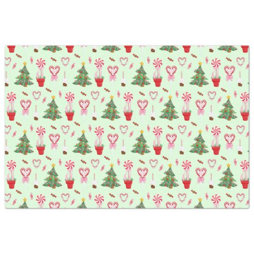 Christmas Candy Trees Pattern Tissue Paper
