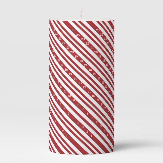 Christmas Candycane Countdown Pillar Candle (Front)