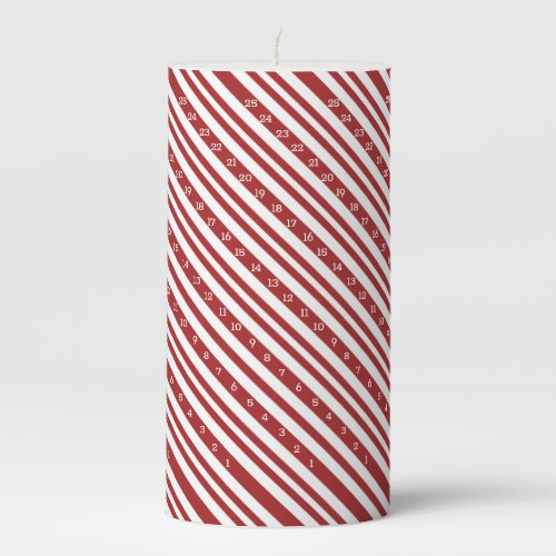 Christmas Candycane Countdown Pillar Candle