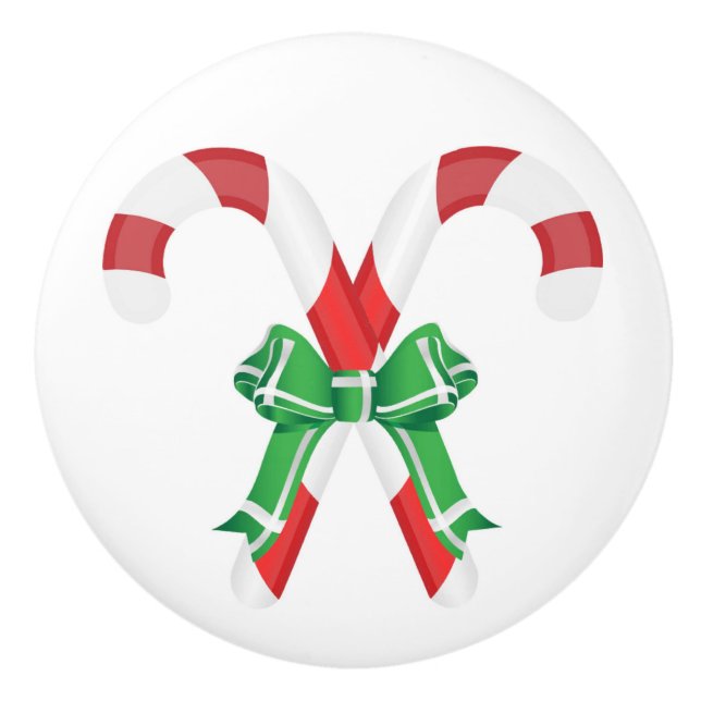 CHRISTMAS CANDYCANES CERAMIC KNOB (Front)