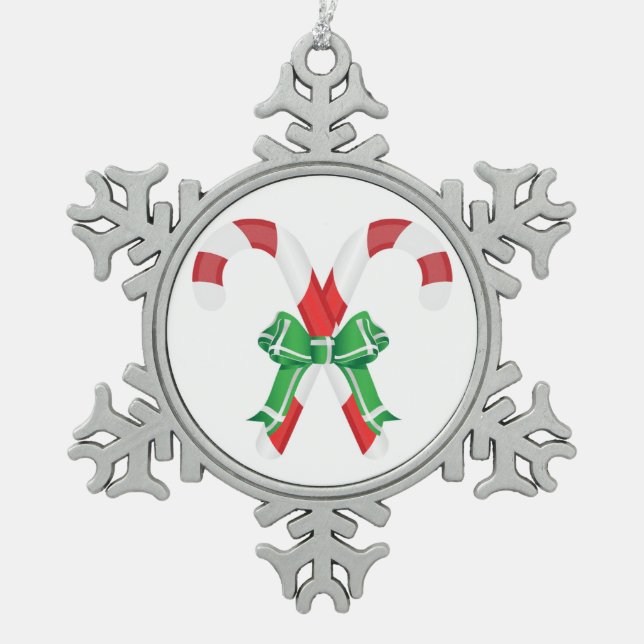 CHRISTMAS CANDYCANES SNOWFLAKE PEWTER CHRISTMAS ORNAMENT (Front)