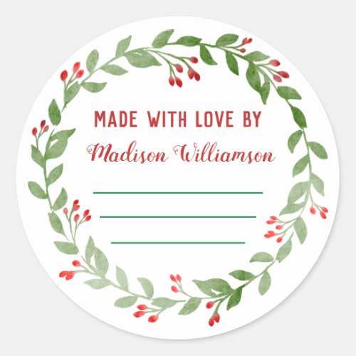 Christmas Canning Homemade Jam or Pickles Classic Round Sticker