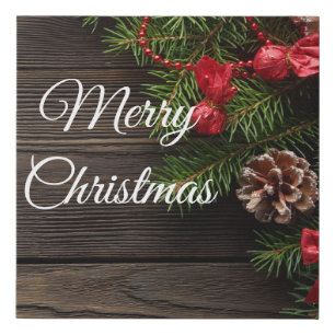 Christmas Canvas Art-Merry Christmas Fir Bough