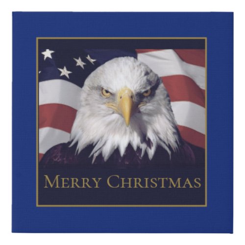 Christmas Canvas Art USA Eagle Merry Christmas