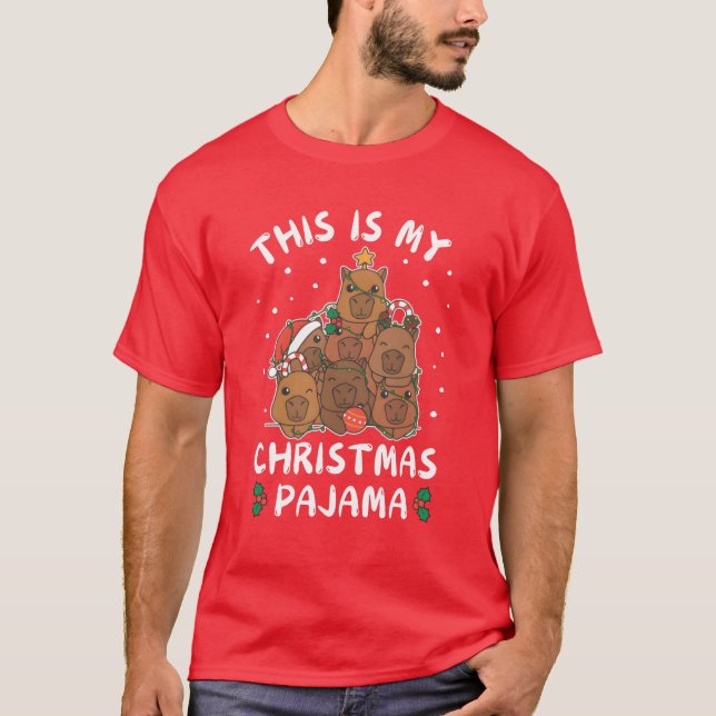 Christmas Capybara Christmas Pajamas retro T-Shirt (Front)