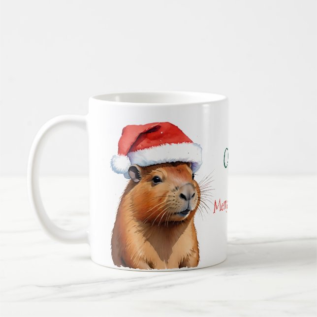 Christmas Capybara Coffee Mug (Left)