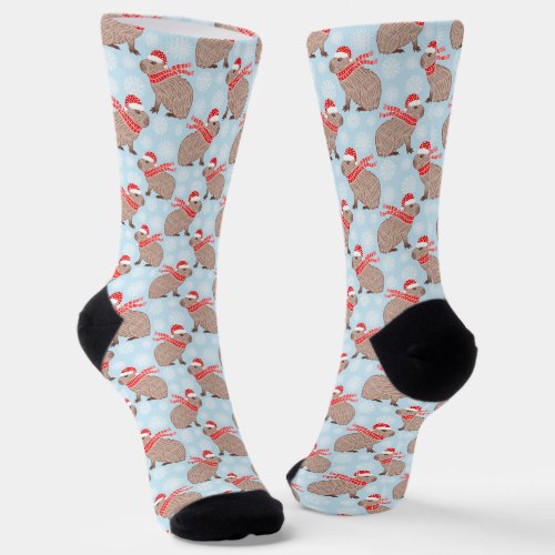 Christmas Capybara Funny Holiday Animal Socks