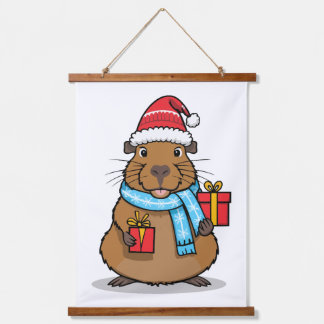 Christmas Capybara Hanging Tapestry