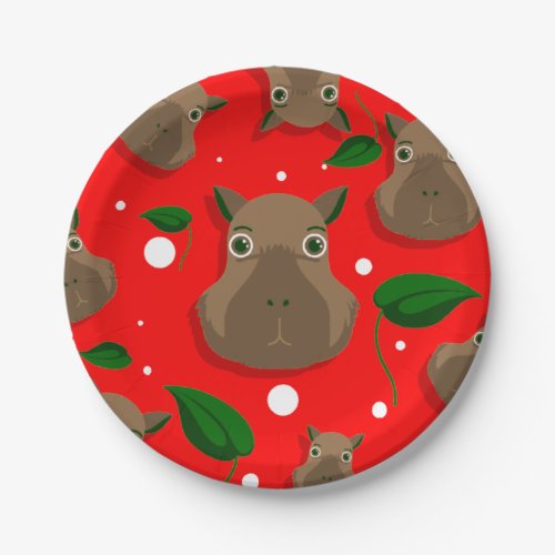 christmas capybara paper plates