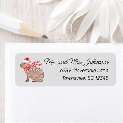 Christmas Capybara Return Address Label