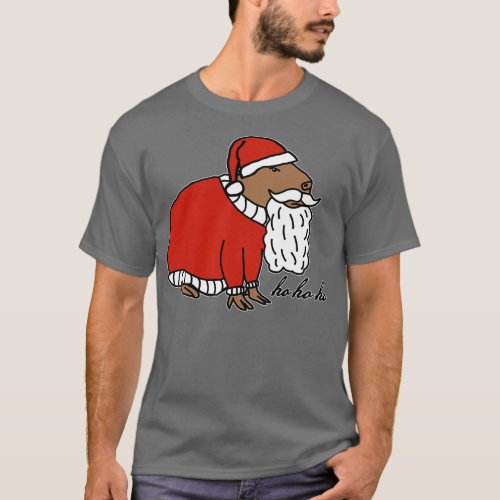 Christmas Capybara Santa Claus says Ho Ho Ho T_Shirt