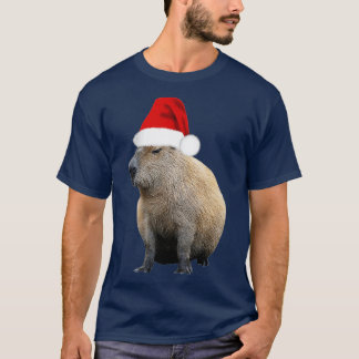 Christmas Capybara Santa Hat T-Shirt