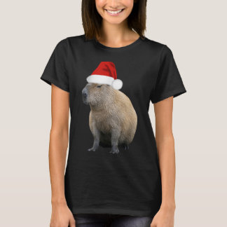 Christmas Capybara Santa Hat T-Shirt