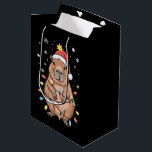 Christmas Capybara With Santa Hat Xmas Lights Tree Medium Gift Bag<br><div class="desc">Christmas Capybara With Santa Hat Xmas Lights Tree</div>