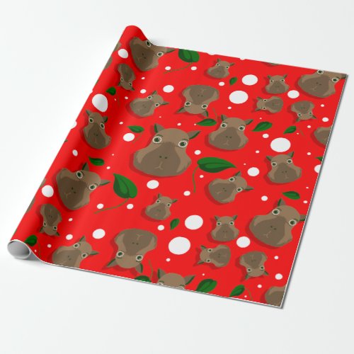 christmas capybara wrapping paper