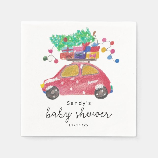 Christmas car - baby shower  napkins (Front)