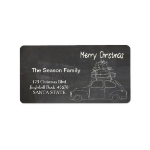 "Christmas car chalkboard Christmas address label