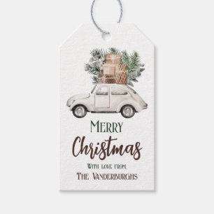 Christmas Car Custom Holiday Watercolor  Gift Tags