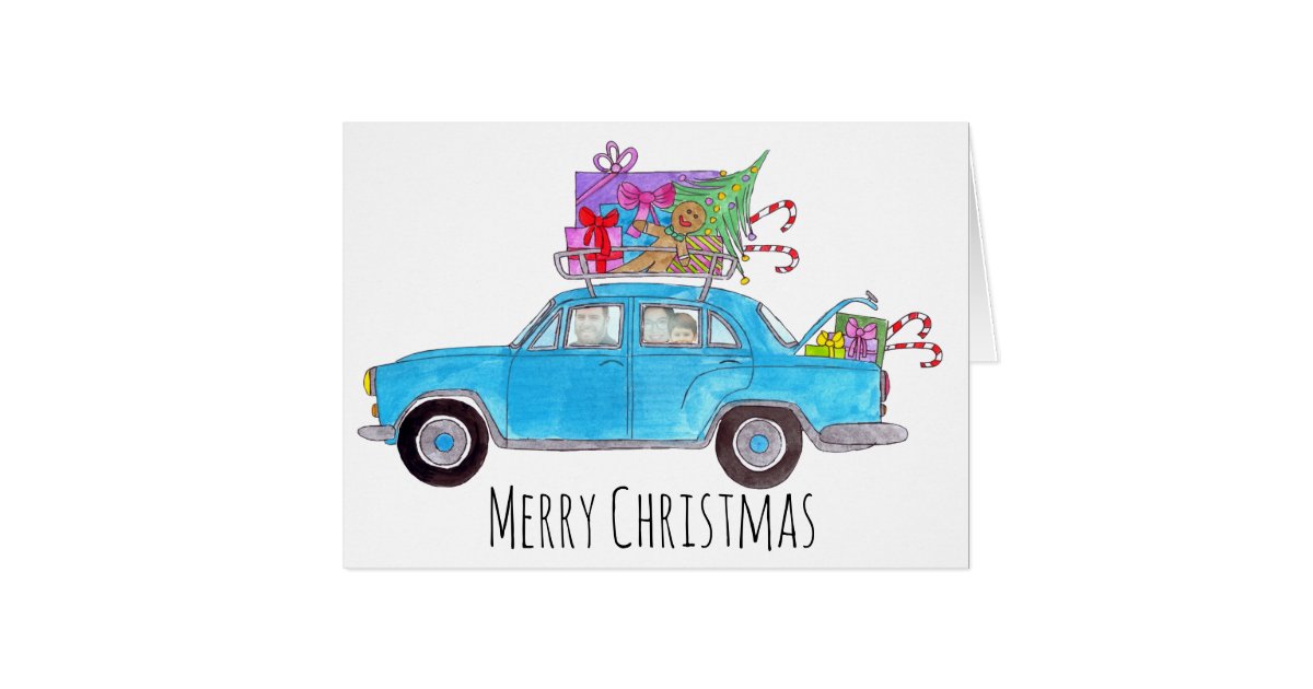 Christmas car customizable photo card | Zazzle