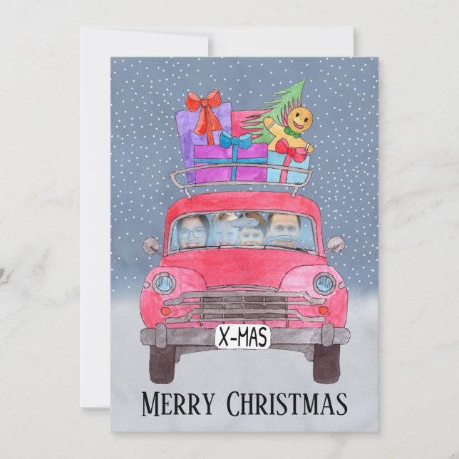 Christmas car customizable photo holiday card (Front)