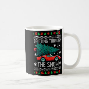 Christmas Car Drifting Through Snow Ugly Xmas Men Coffee Mug
