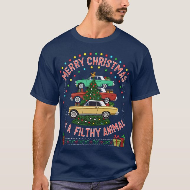 Christmas Car Graphic Festive Holiday T-shirt (Front)