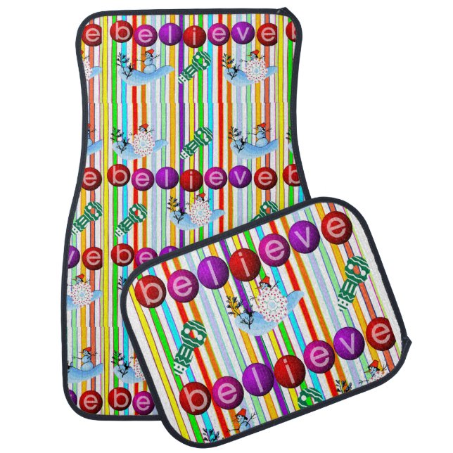 Christmas Car Mat Snowman Believe (Set)