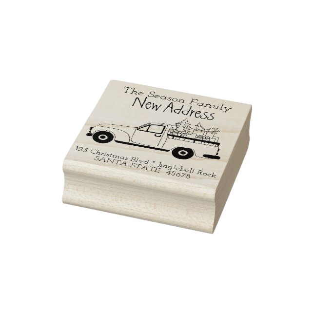 Christmas car New Addres return address stamp (Stamp)